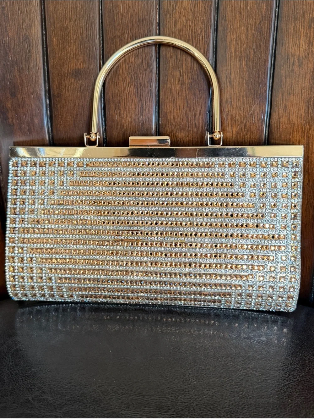 Gold Crystal-Studded Evening Clutch/handbag